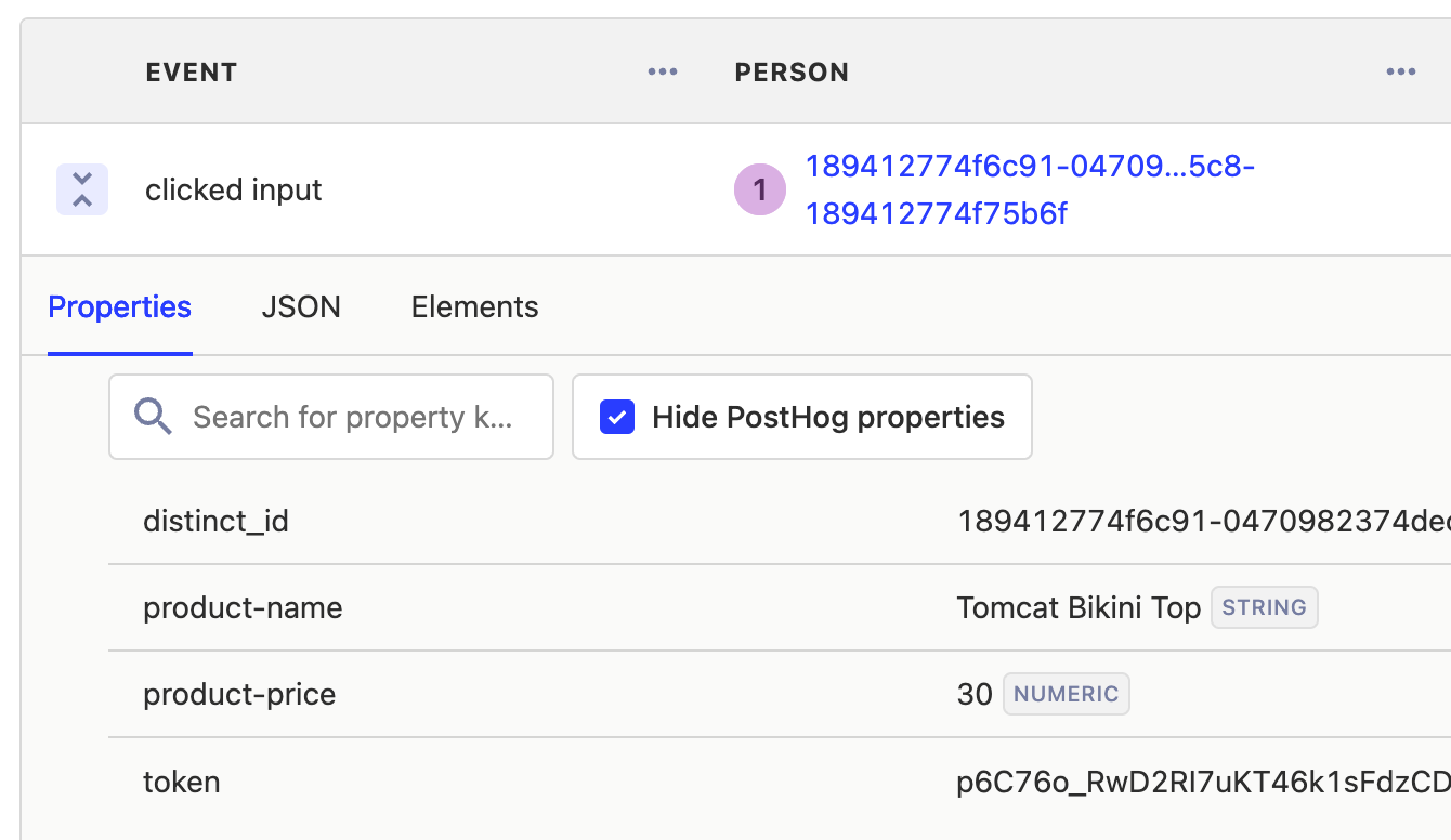 Data attributes in an autocaptured event