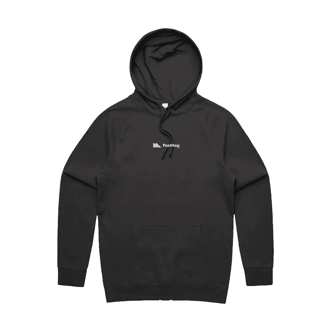 Black PostHog hoodie